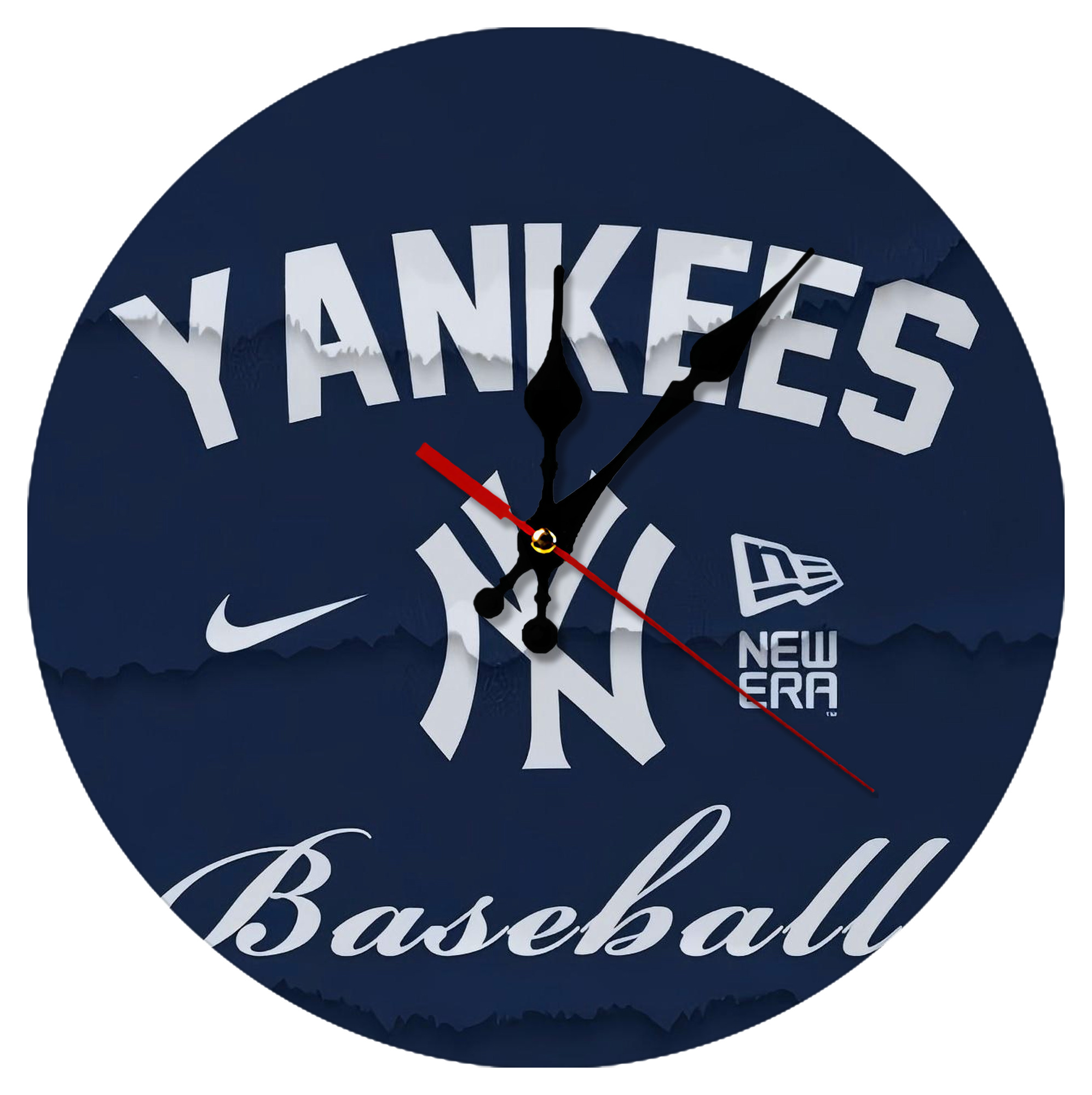 New York Yankees 167 Silent Round Wall Clock – Modern & Stylish DIY Design, Durable Wood Construction, Easy To Install – Perfect For Office, Bedroom, Living Room, And More